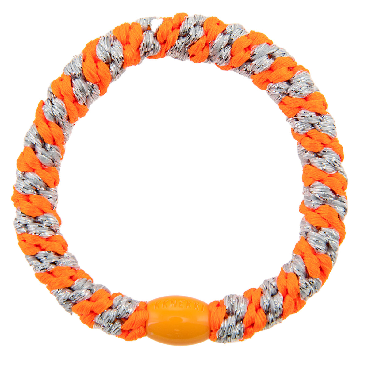 Kknekki Original Hair Tie - Neon Orange Silver Stripe