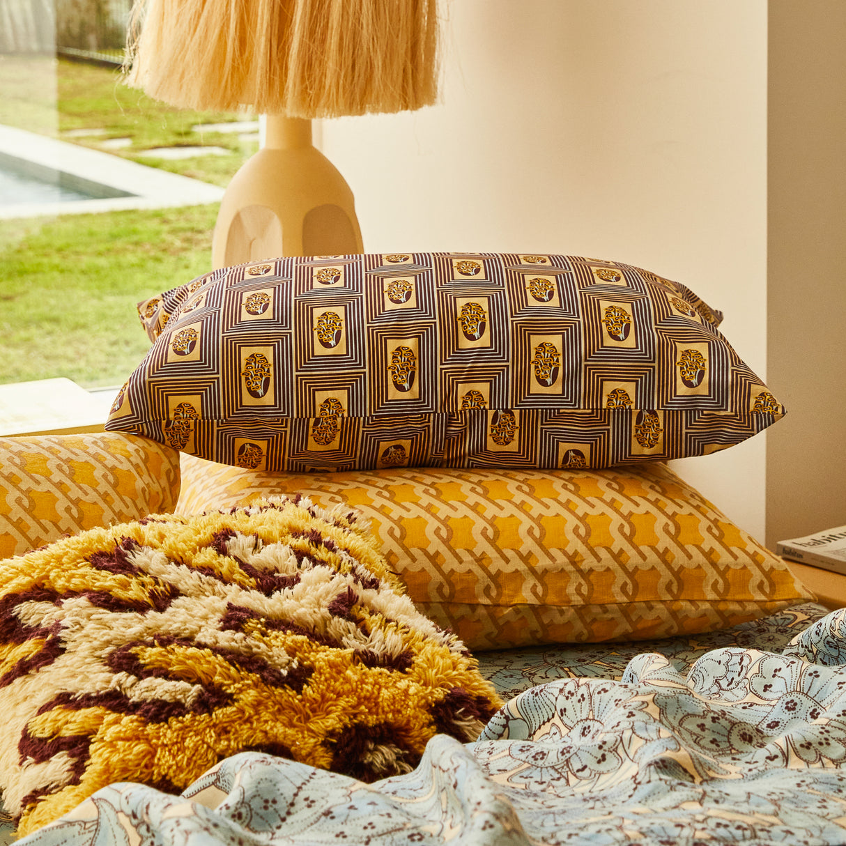 Antonella Cotton Pillowcase Set - Garnet