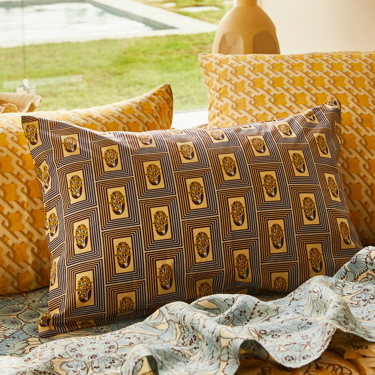 Antonella Cotton Pillowcase Set - Garnet