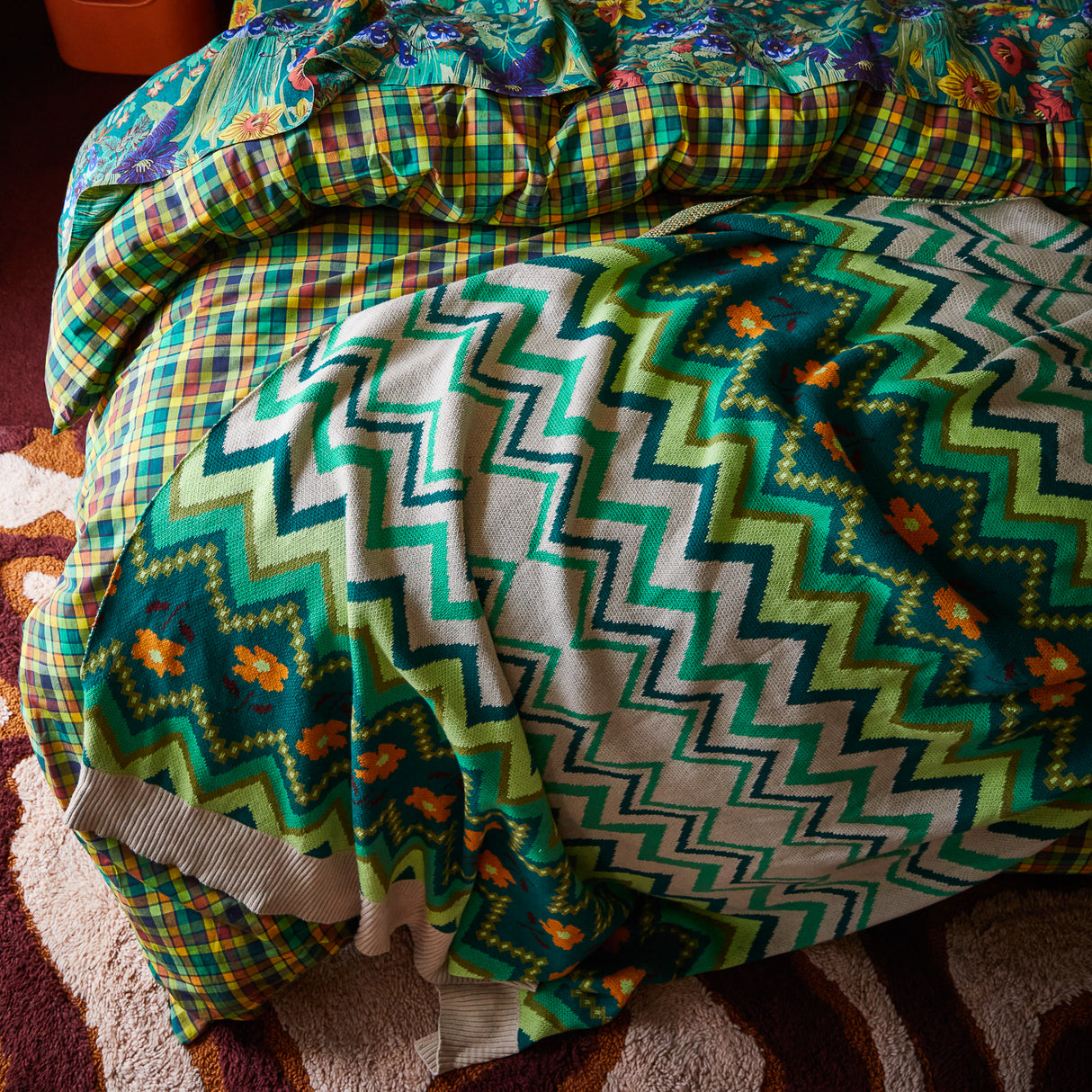 Calina Cotton Knit Blanket - Verdant