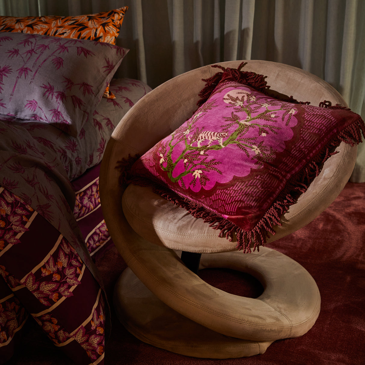Andrea Velvet Cushion - Pansy Feather Insert