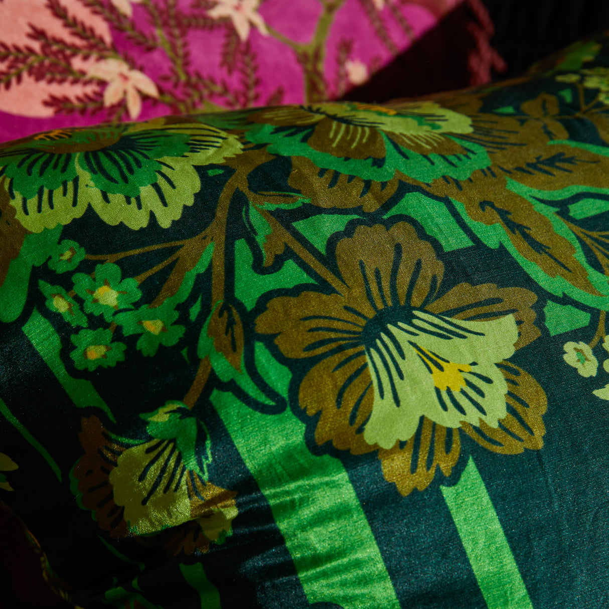 Eliza Silk-Linen Cushion - Verdant Feather Insert