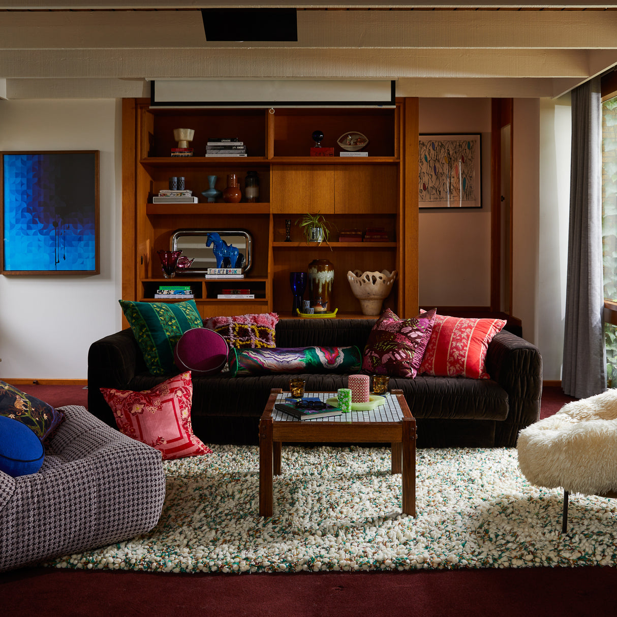 Karina Shag Cushion - Rosewood Feather Insert