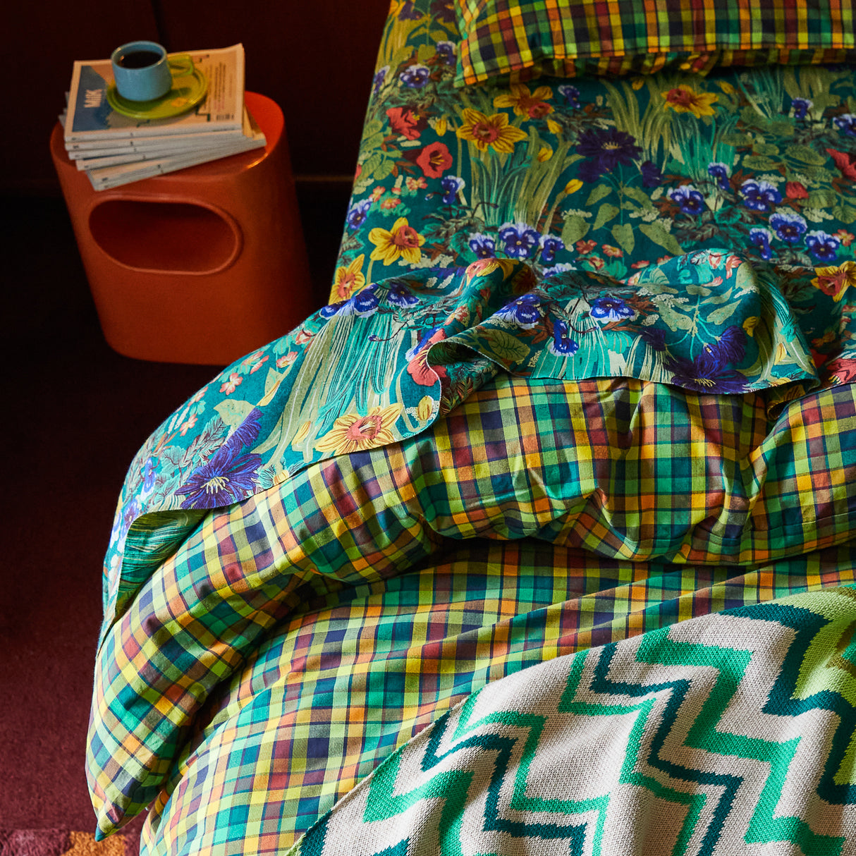 Babette Linen Sheets - Verdant Flat Sheet / Queen