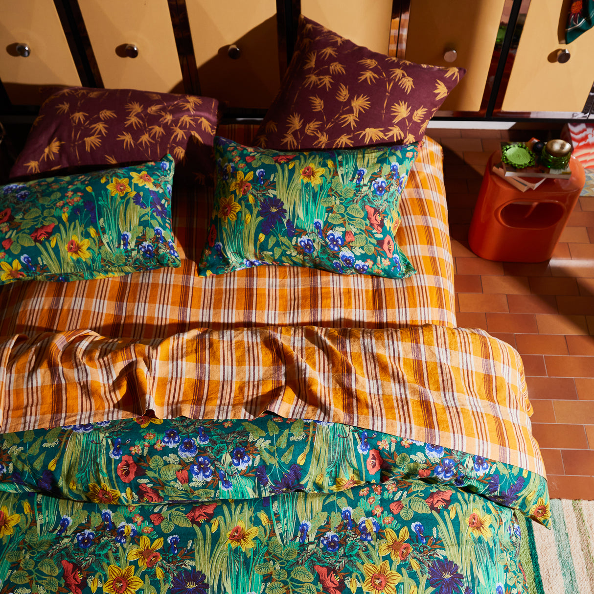 Nicolette Linen Sheets - Marigold Flat Sheet / Single