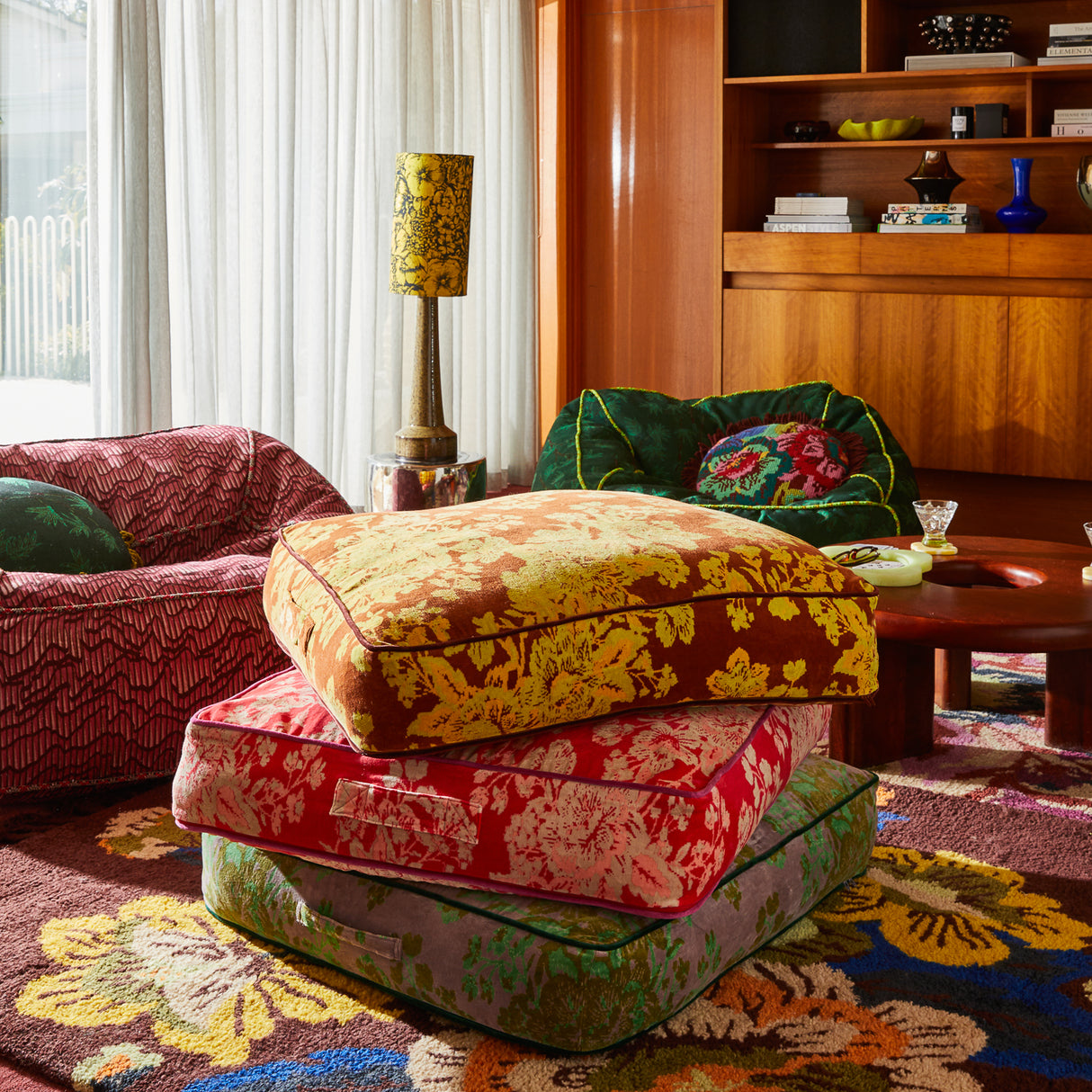 Hazel Velvet Floor Cushion - Russet