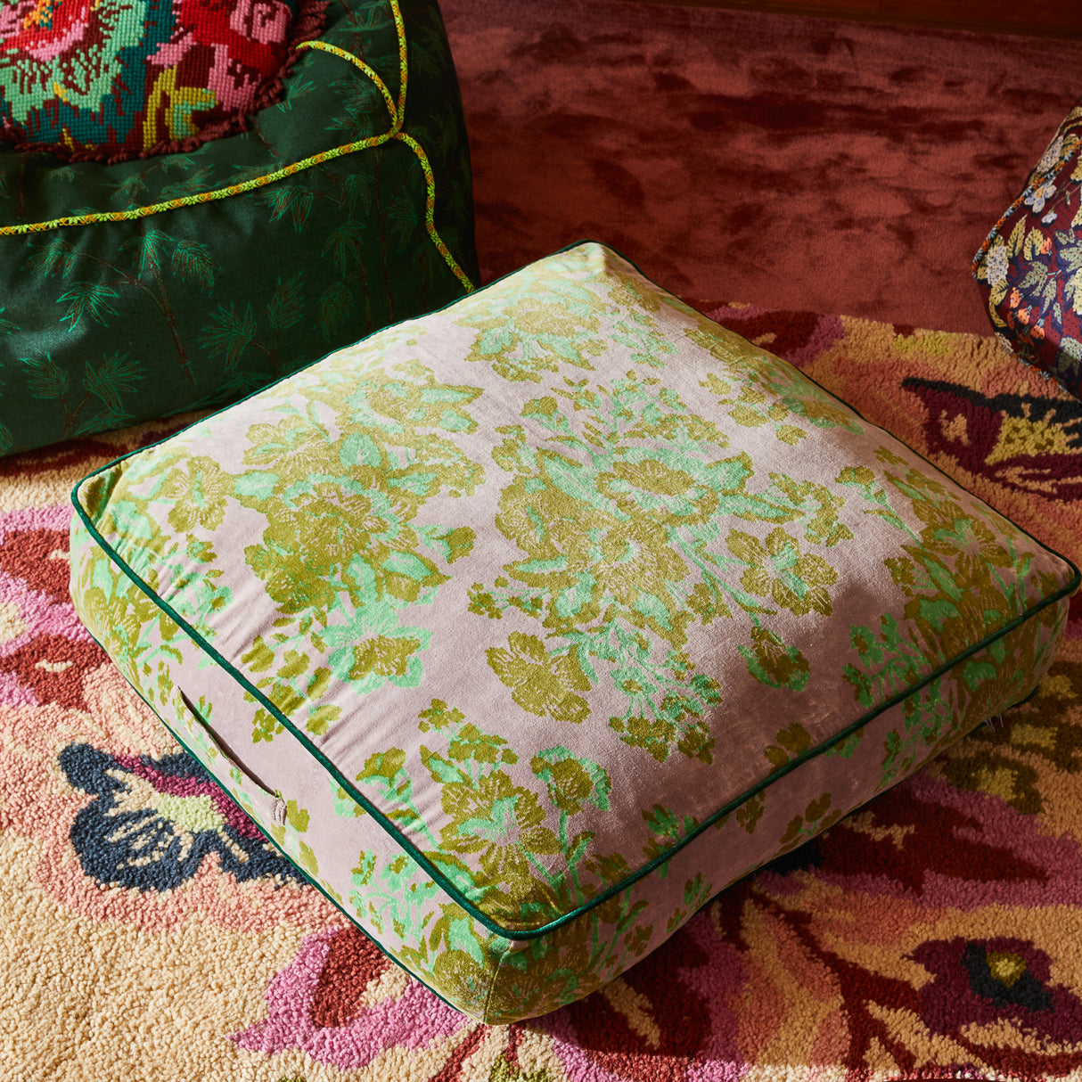 Hazel Velvet Floor Cushion - Mink Grey