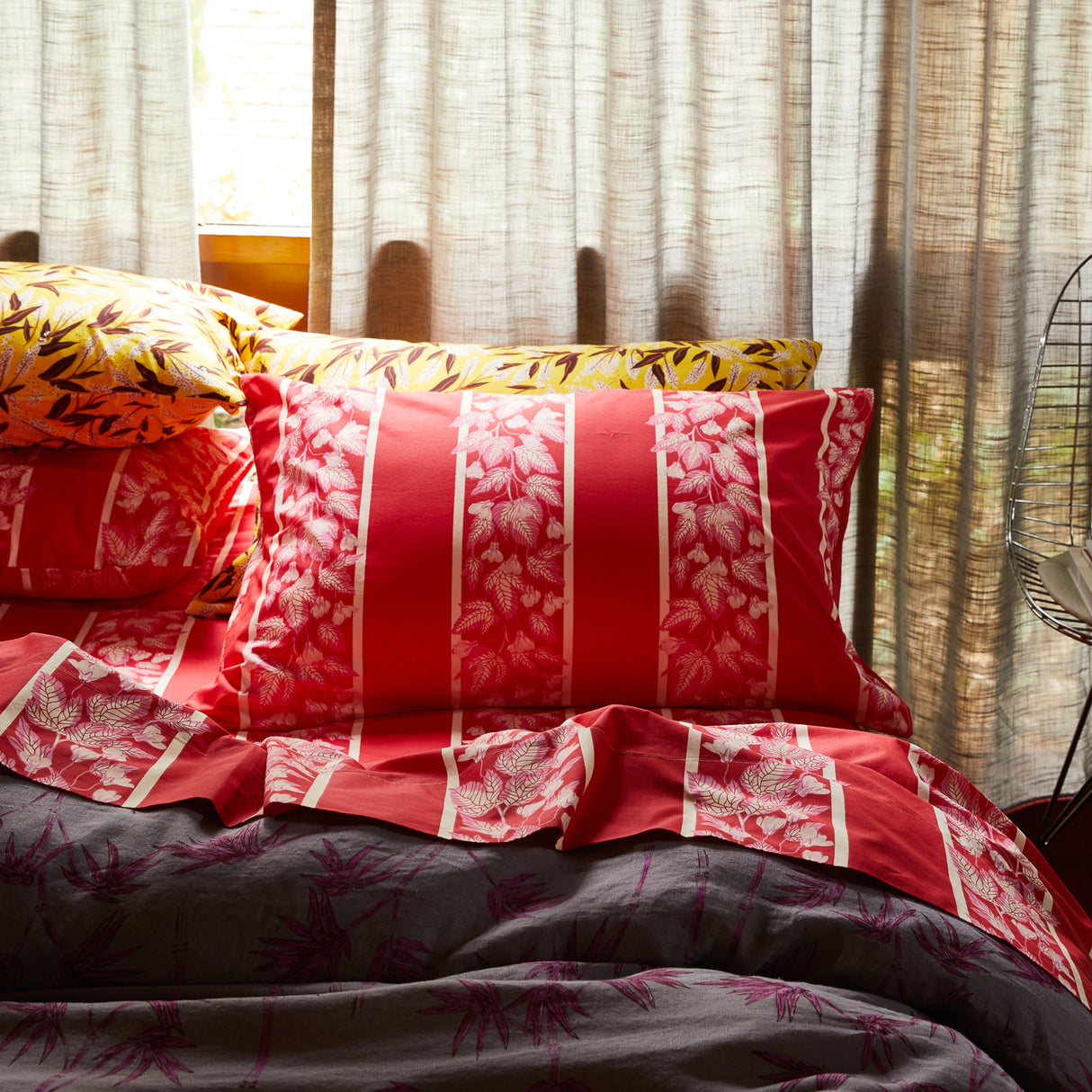 Agata Cotton Pillowcase Set - Vermillion Standard