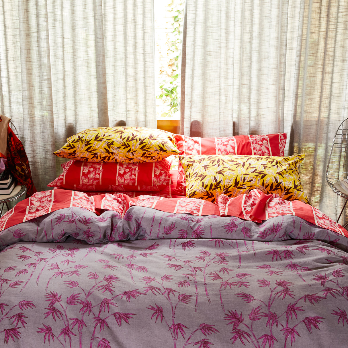 Agata Cotton Pillowcase Set - Vermillion Standard