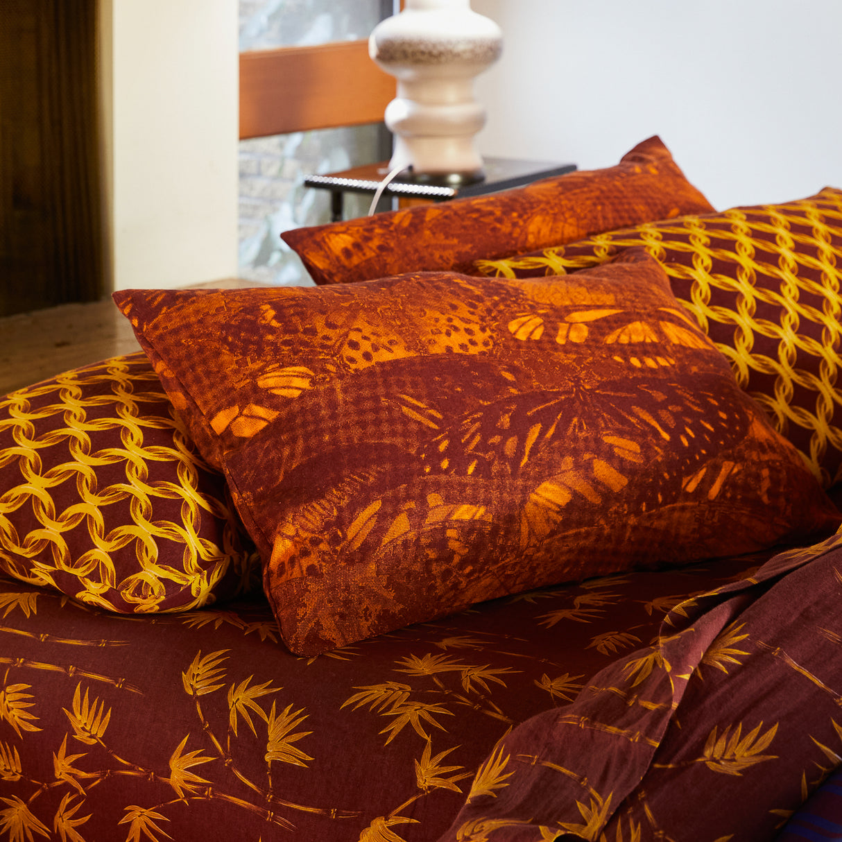 Emilia Linen Pillowcase Set - Marigold Standard