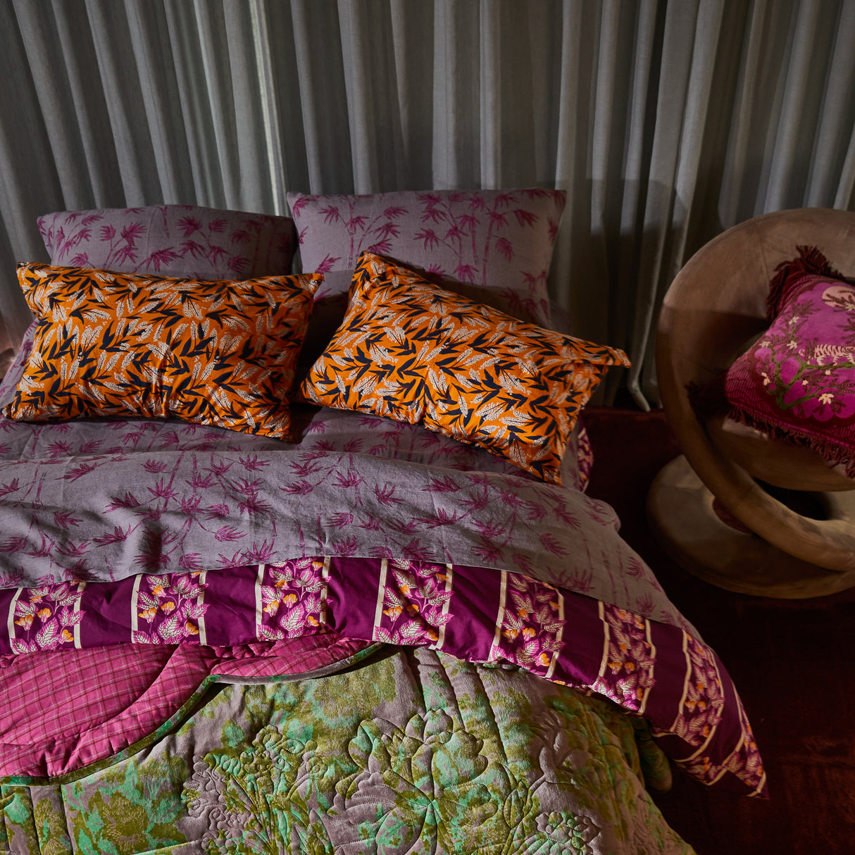 Lina Cotton Pillowcase Set - Marigold Standard