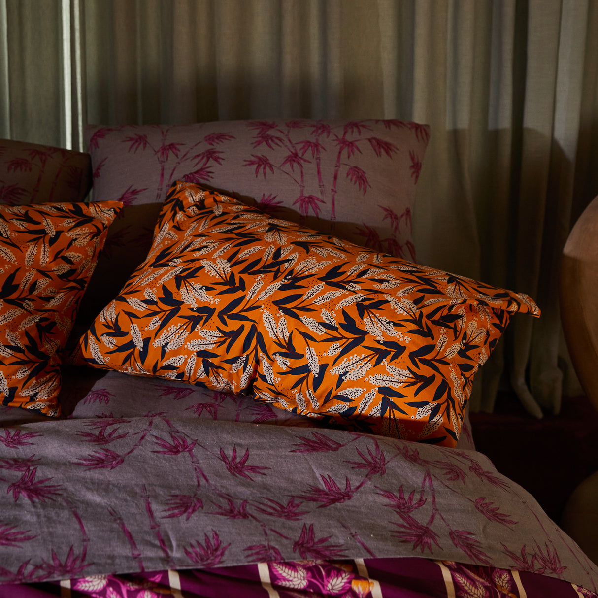 Lina Cotton Pillowcase Set - Marigold Standard