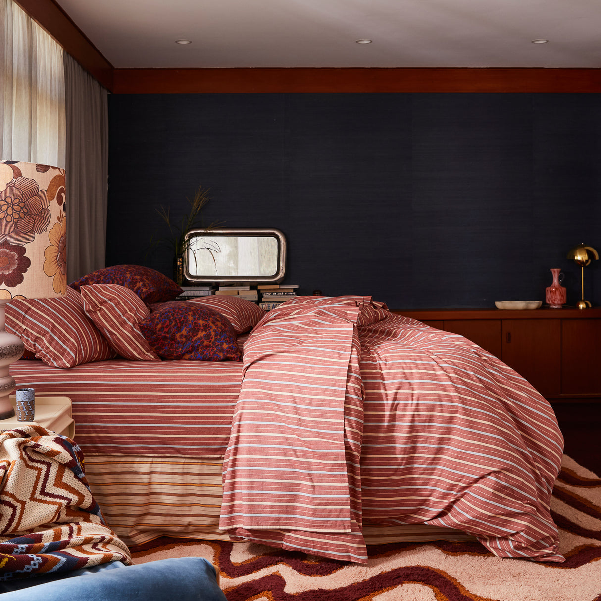 Leon Cotton Quilt Cover - Burnt Sienna Single