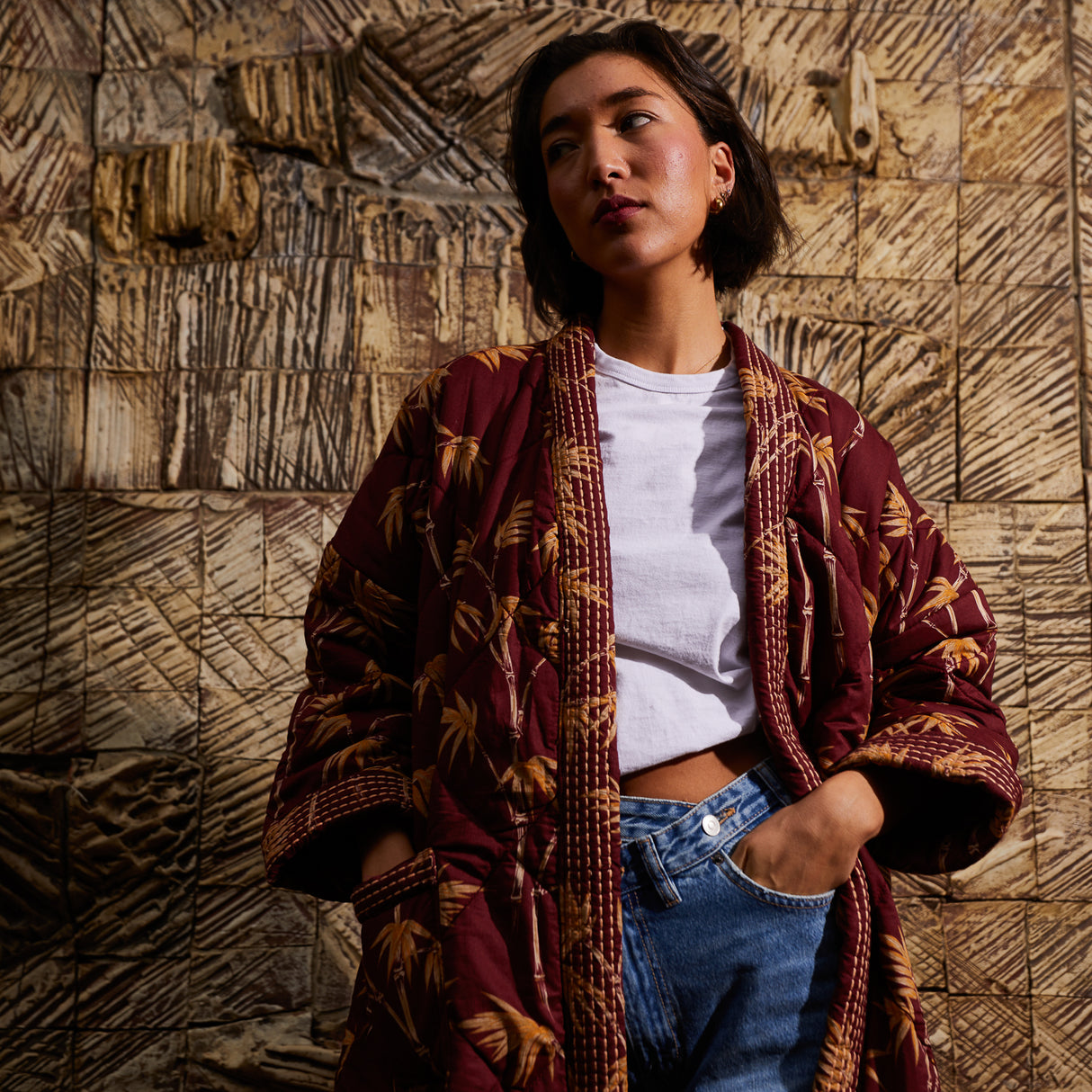 Aneta Quilted Robe - Rosewood Small