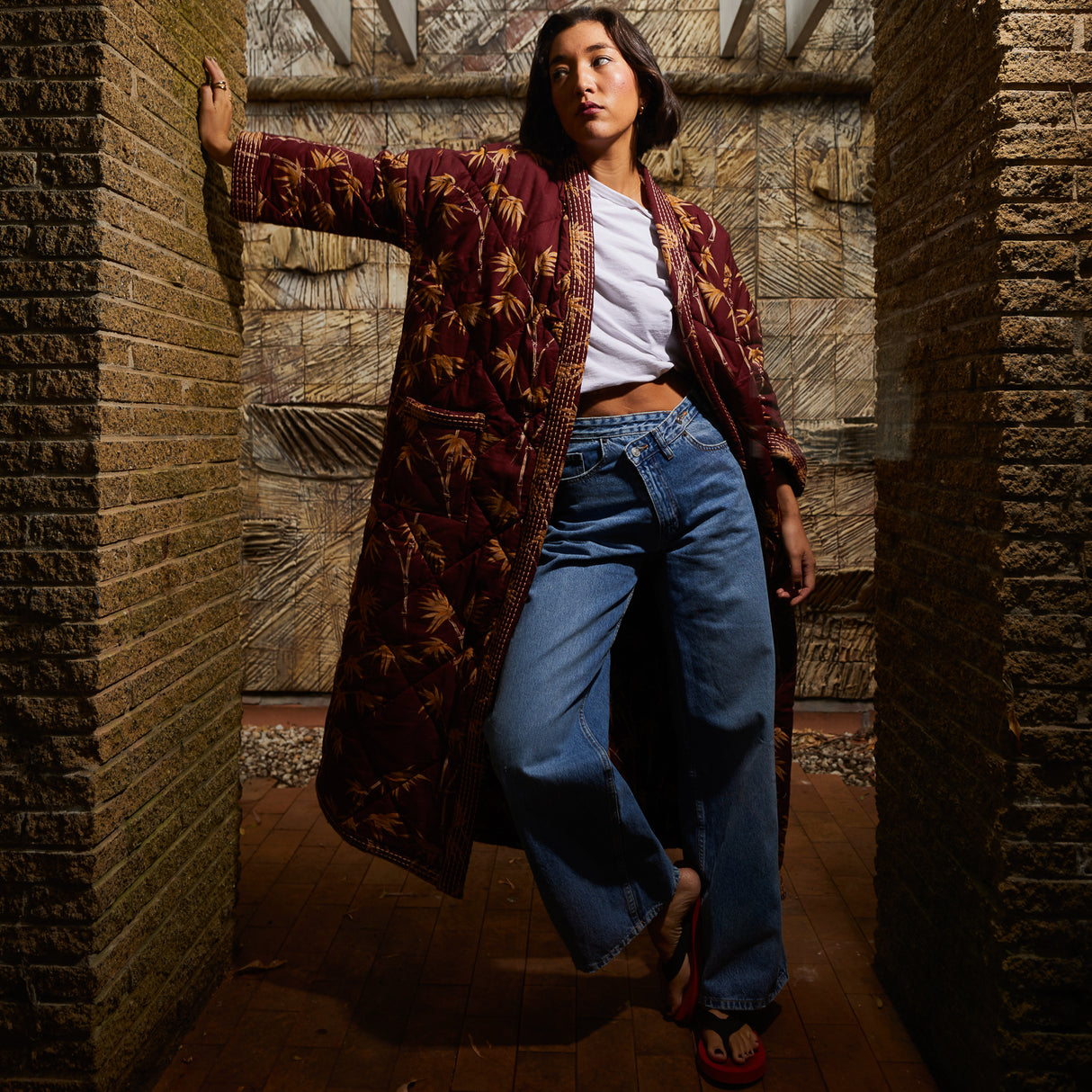 Aneta Quilted Robe - Rosewood Small