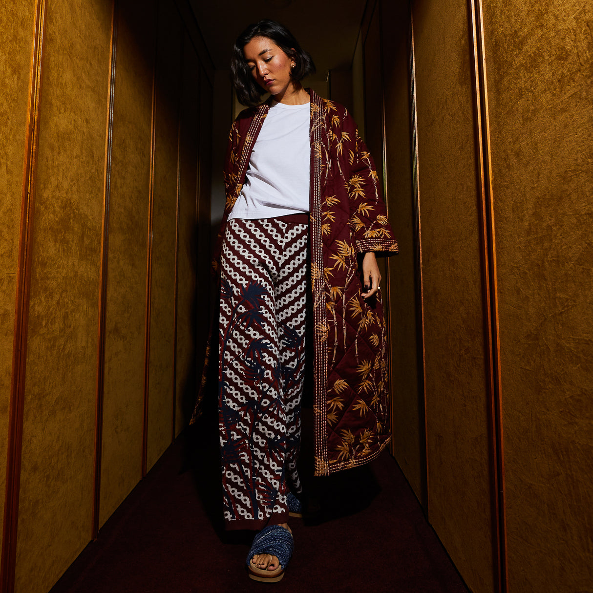 Aneta Quilted Robe - Rosewood Small