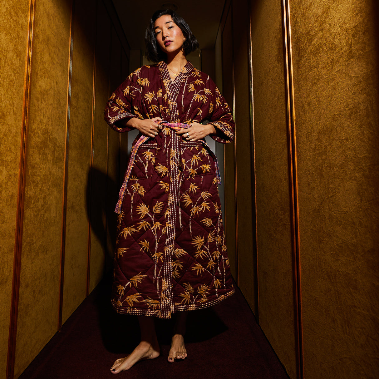 Aneta Quilted Robe - Rosewood Small