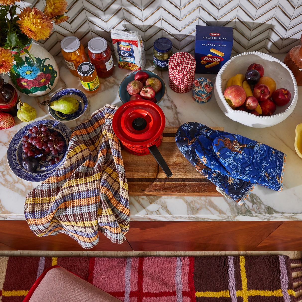 Stela Check Tea Towel - Cornflower