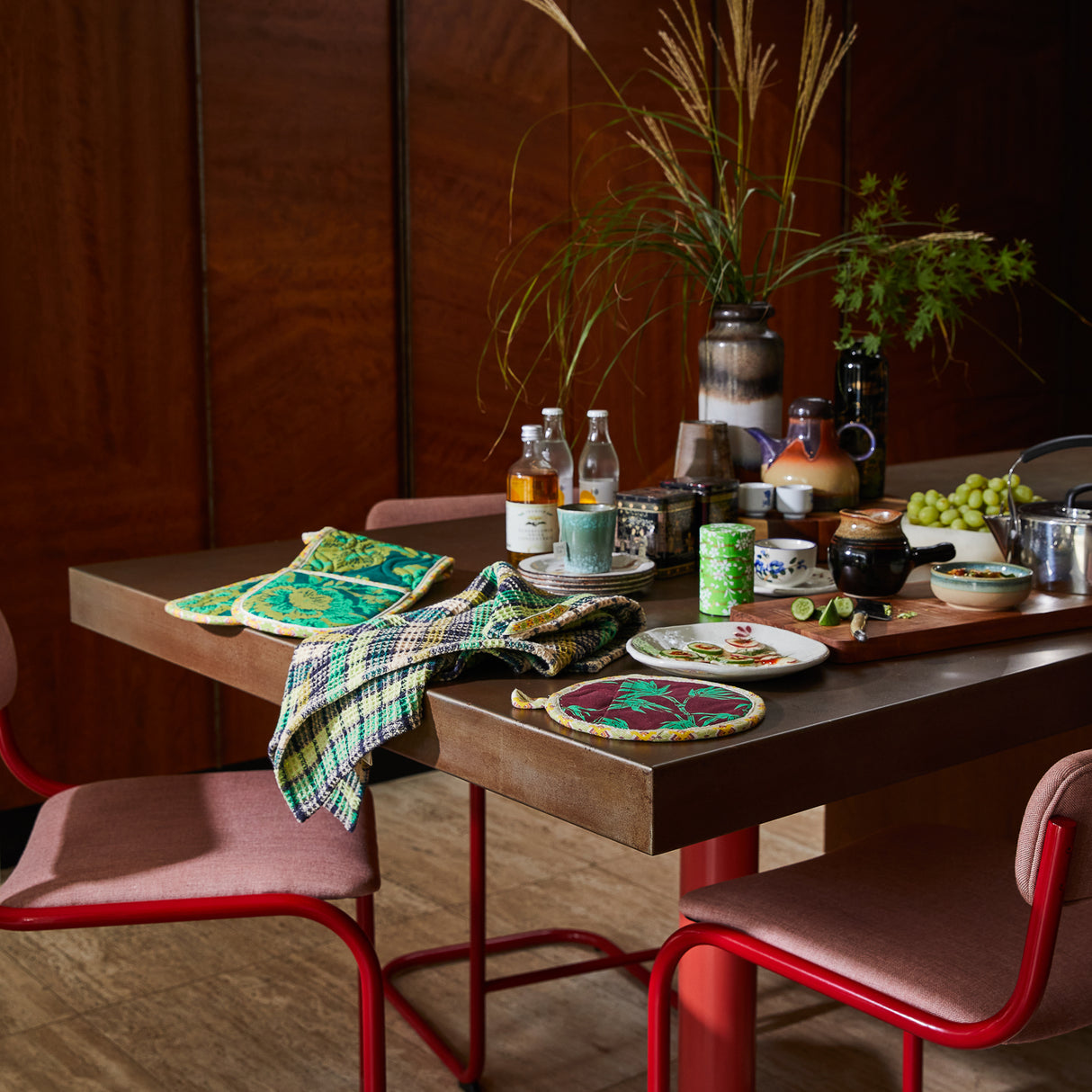 Stela Check Tea Towel - Verdant