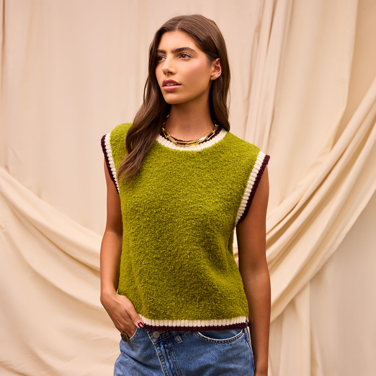 Eleni Knit Vest - Juniper XS
