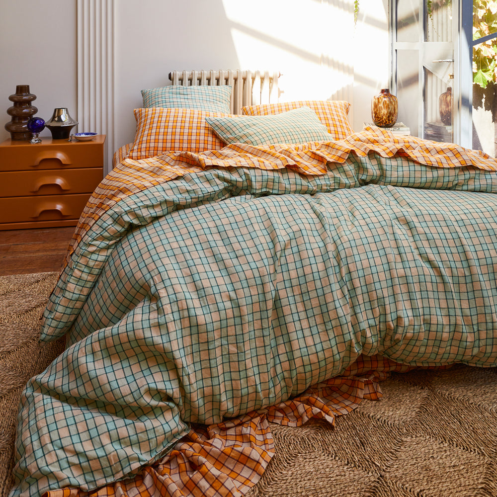 Marquis Linen Quilt Cover - Jade Single