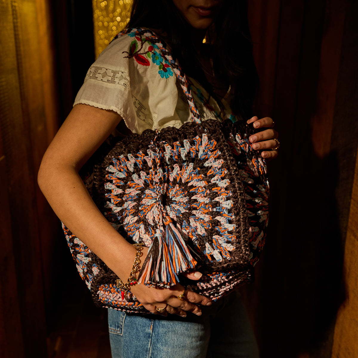 Solara Raffia Bag - Umber