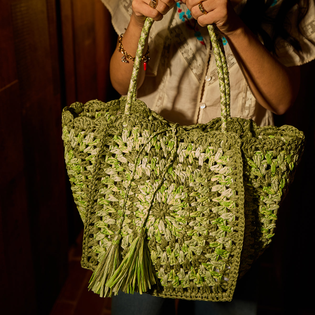 Solara Crochet Bag - Hunter Green