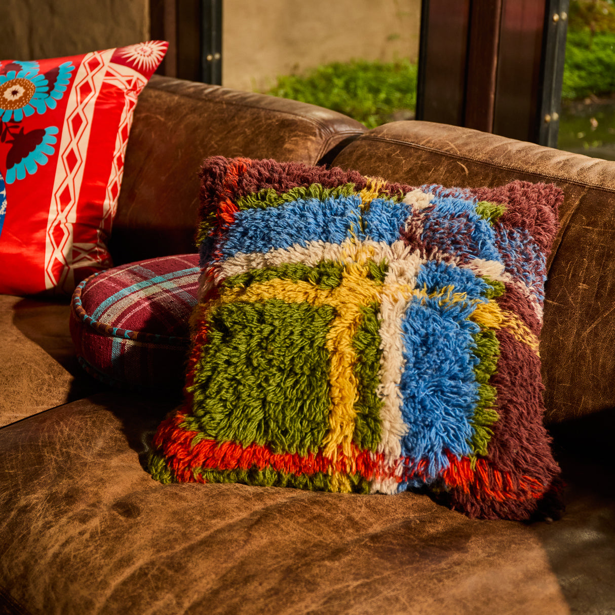 Frances Shag Cushion - Hunter Green Feather Insert