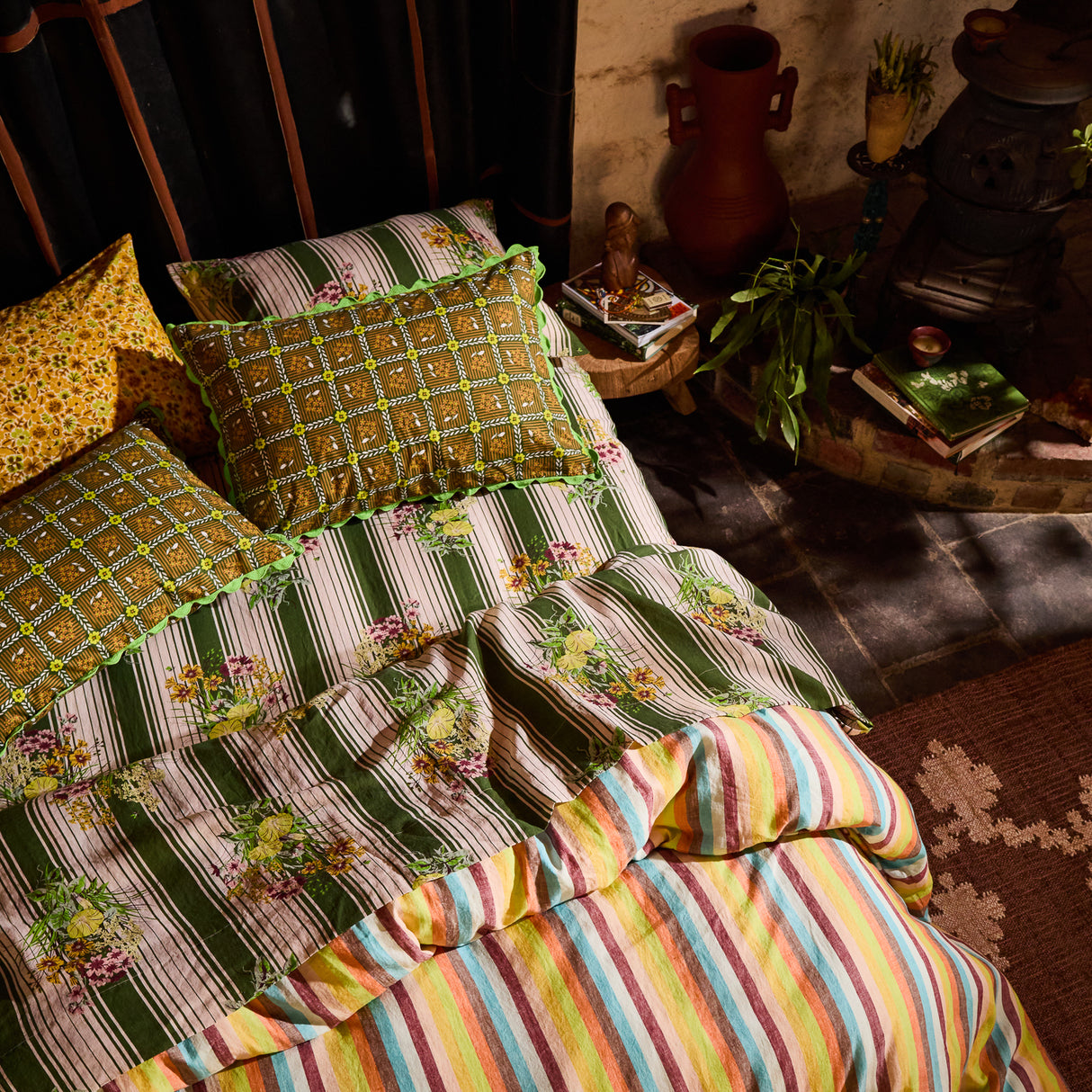 Dempsey Linen Sheets - Hunter Green Fitted Sheet / Queen