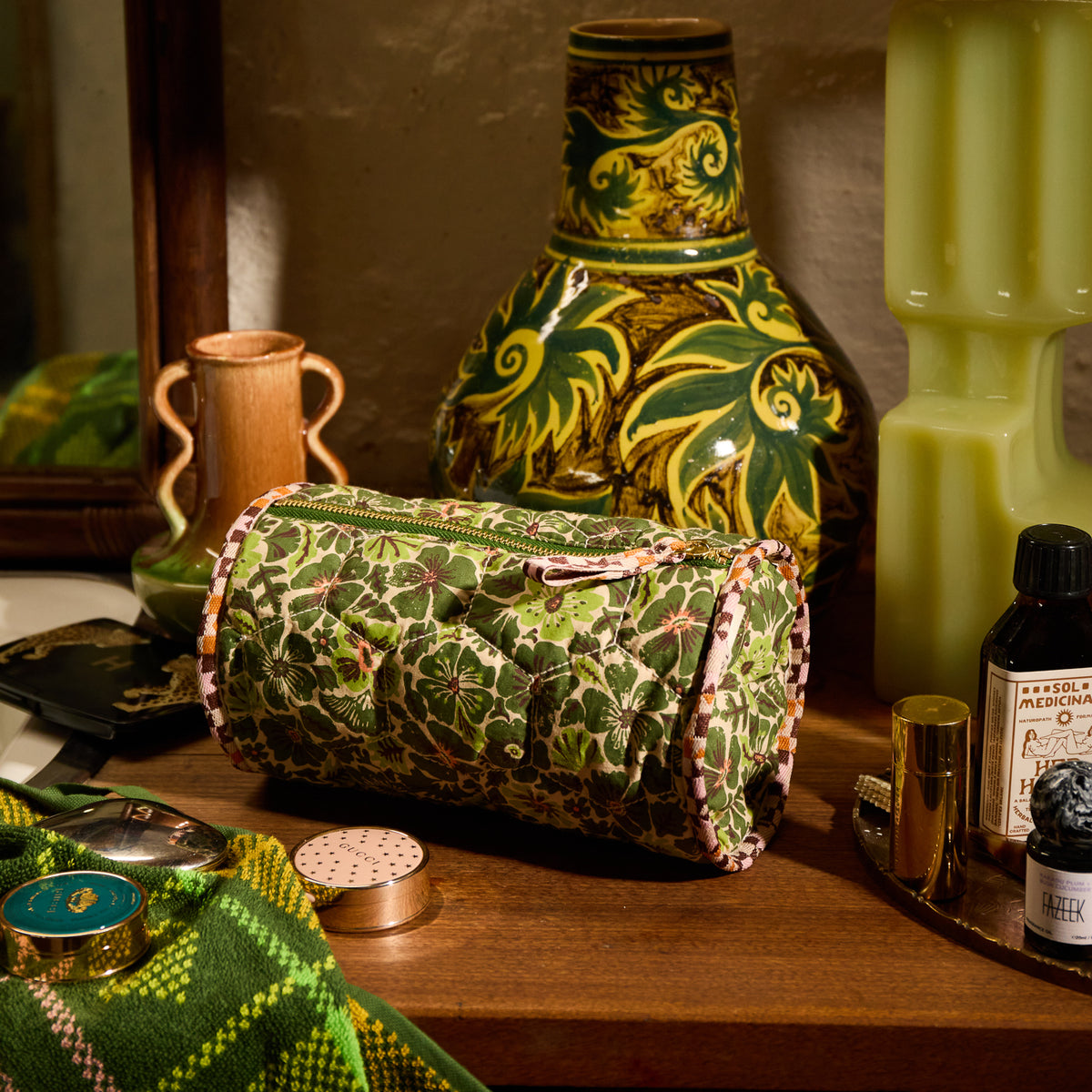 Magnolia Makeup Bag - Cactus Green