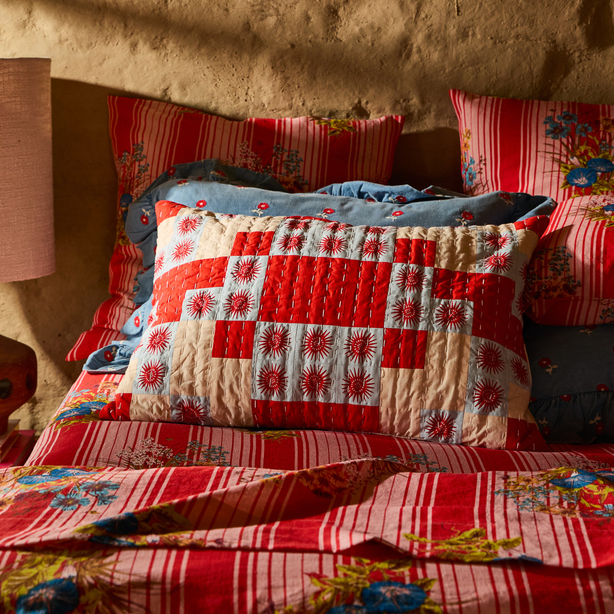 Abilene Patchwork Sham - Poppy