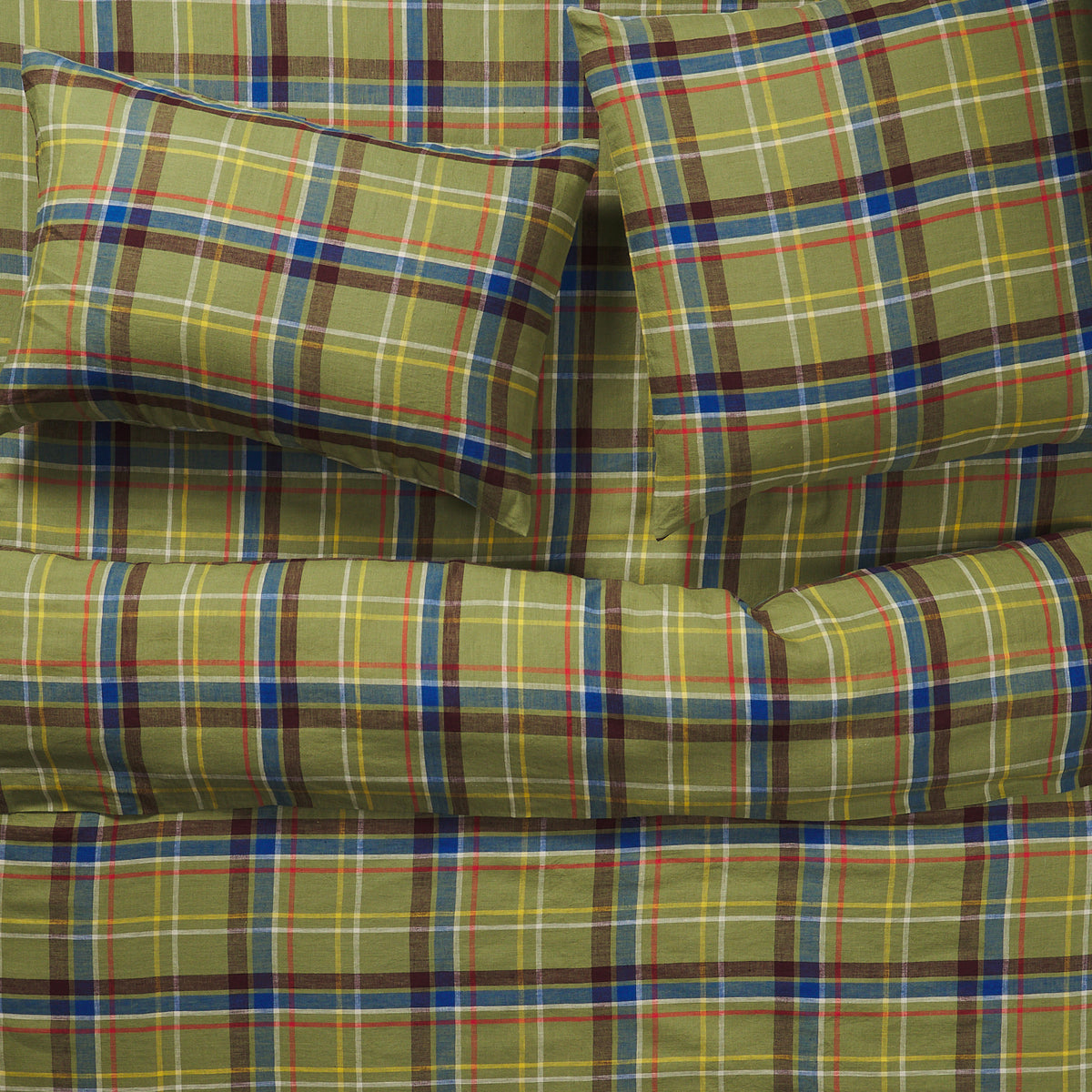 Frances Linen Pillowcase Set - Moss Standard