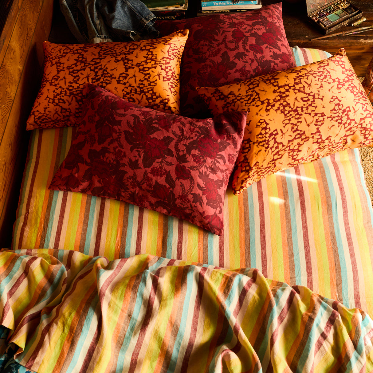 Sierra Linen Pillowcase Set - Terracotta Standard