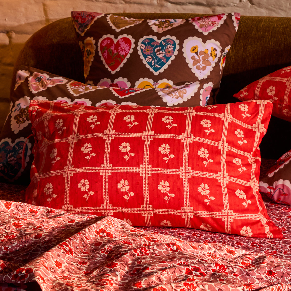 Bonny Cotton Pillowcase Set - Poppy Standard