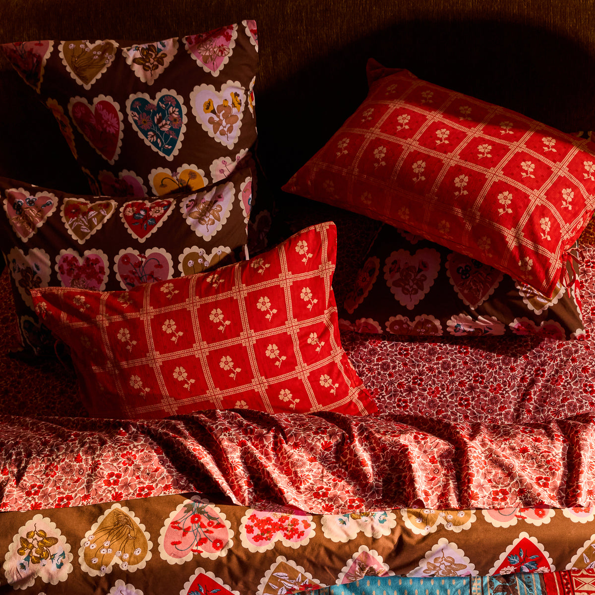 Bonny Cotton Pillowcase Set - Poppy Standard