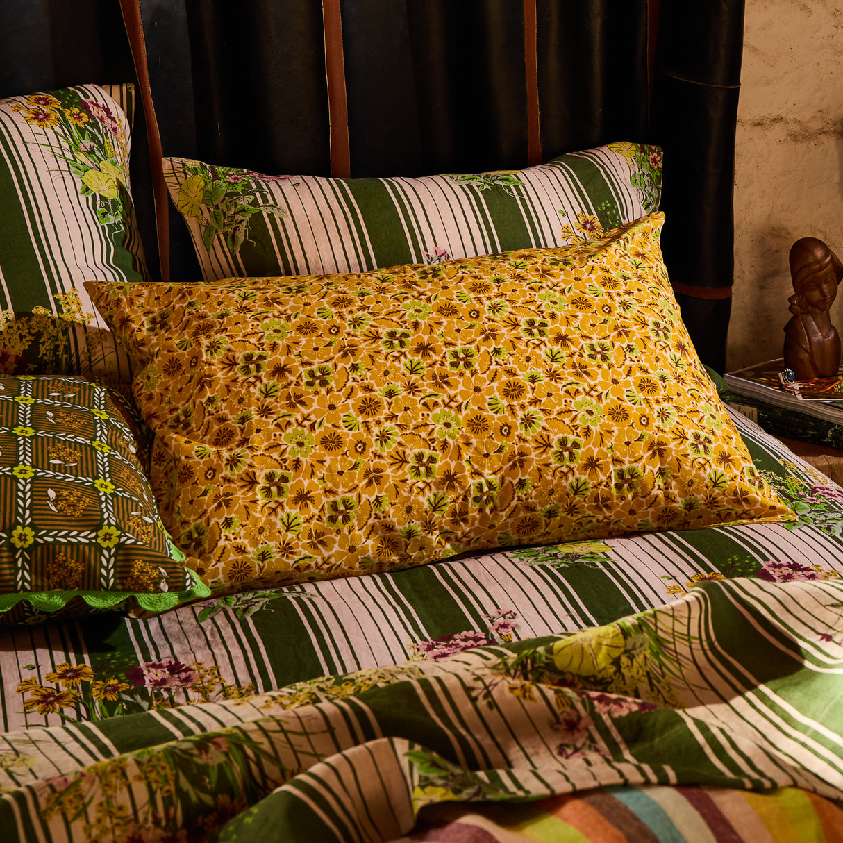 Magnolia Cotton Pillowcase Set - Ochre Standard