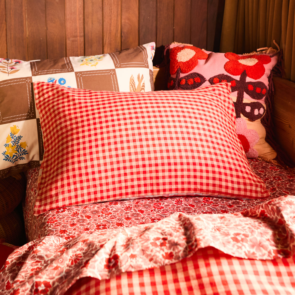 Otis Cotton Pillowcase Set - Poppy