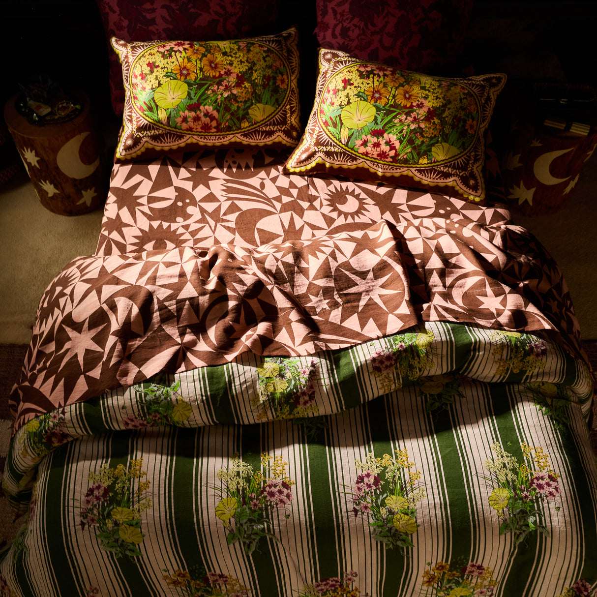 Dempsey Linen Quilt Cover - Hunter Green Queen