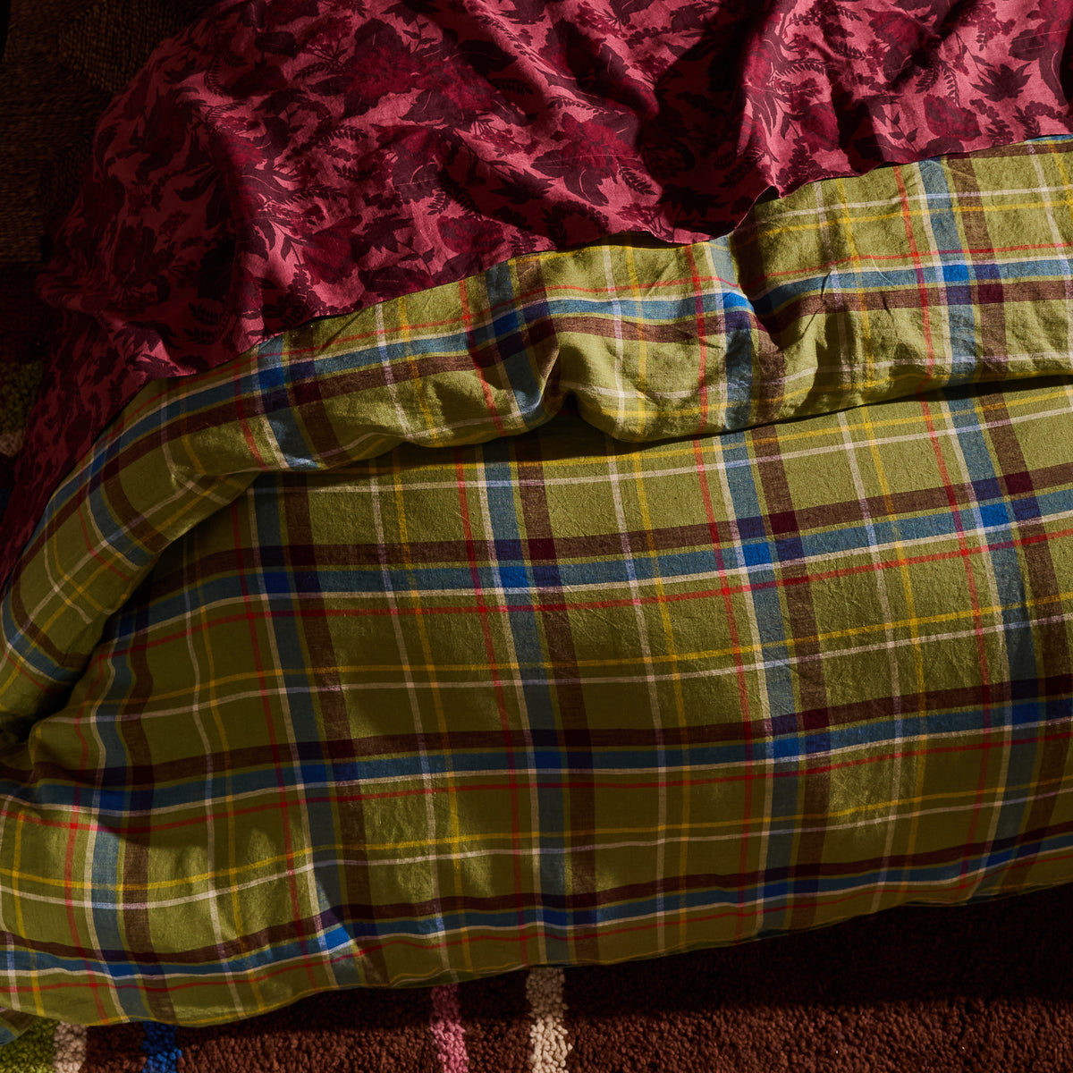 Frances Linen Quilt Cover - Moss Queen