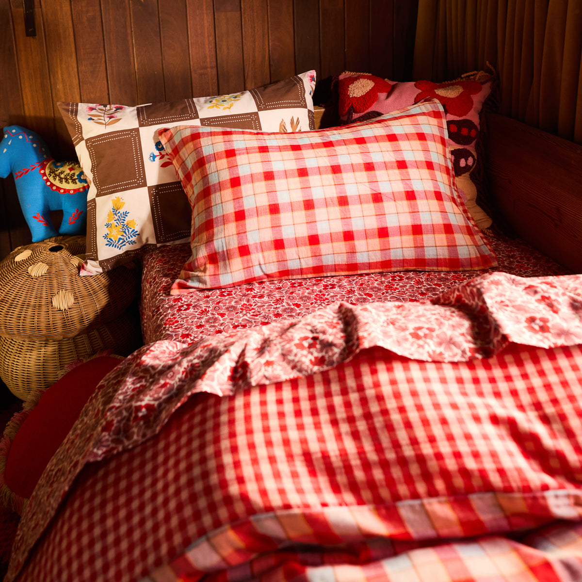 Otis Cotton Quilt Cover - Poppy Single