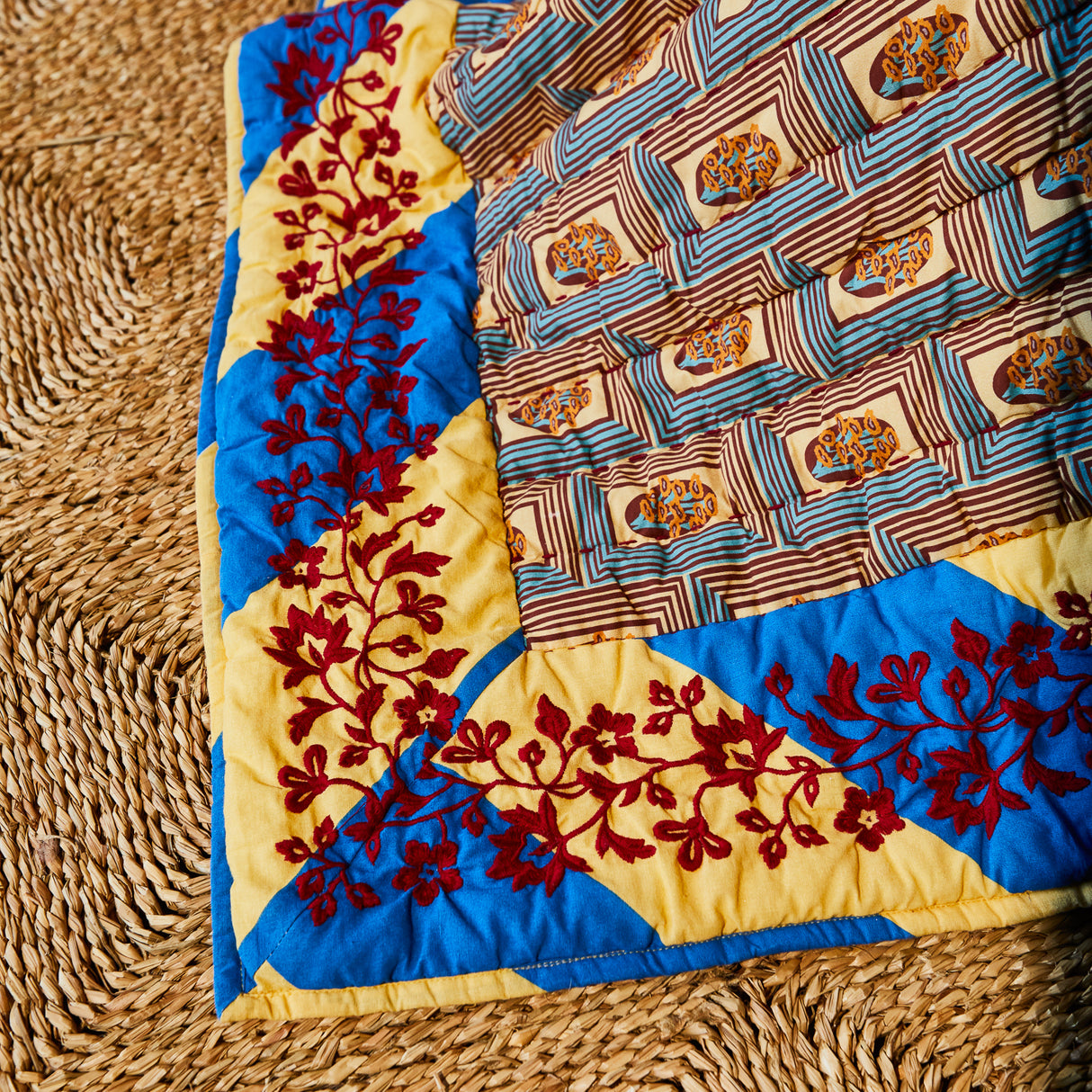 Clarice Patchwork Bedcover - Azure