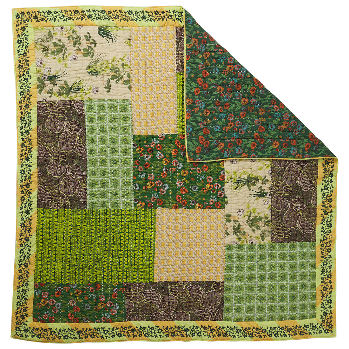 Clarice Patchwork Bedcover - Key Lime