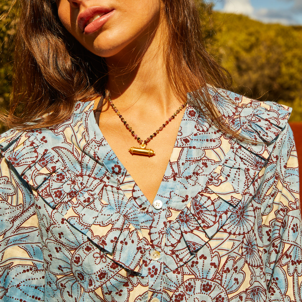 Lucia Frill Blouse - Cerulean