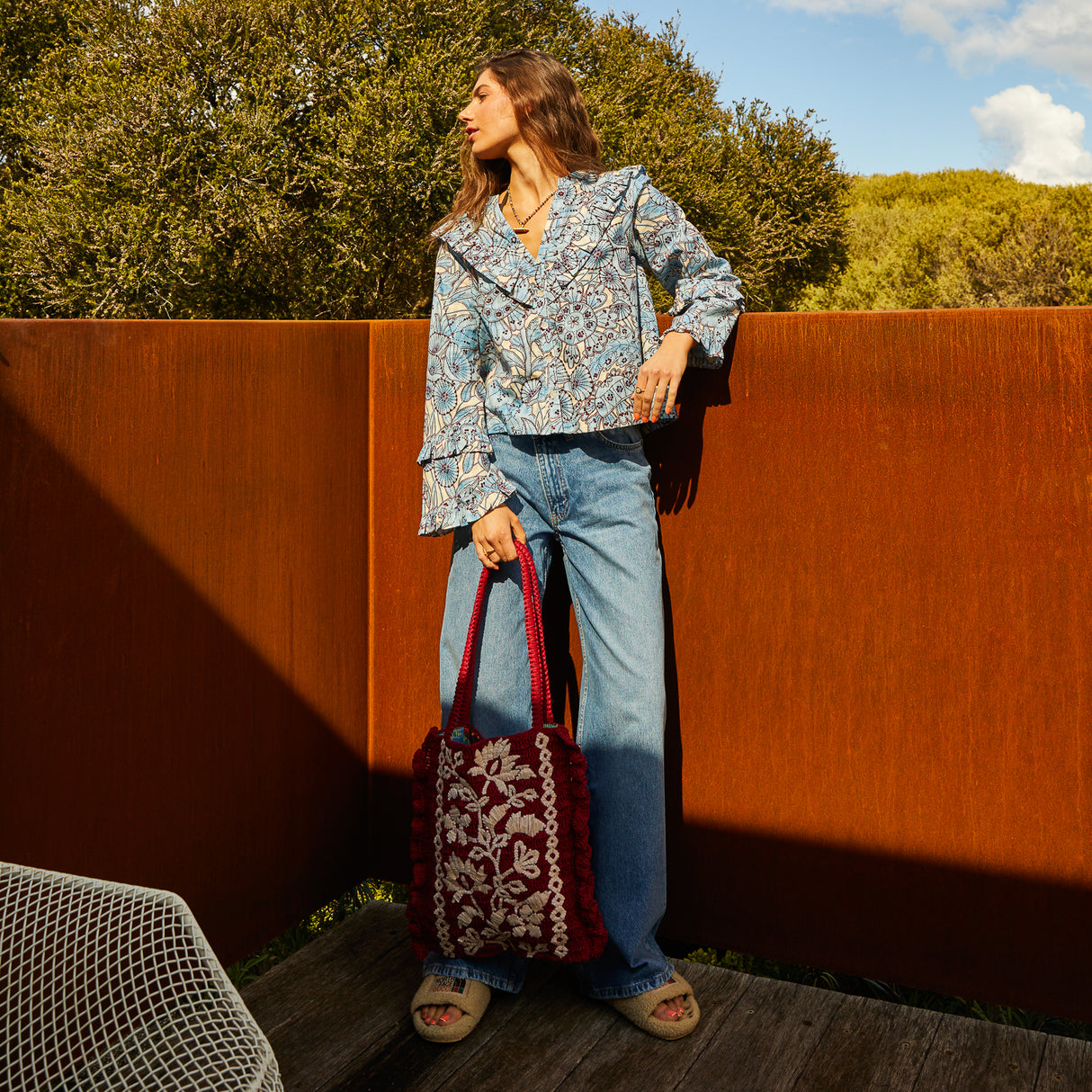 Lucia Frill Blouse - Cerulean