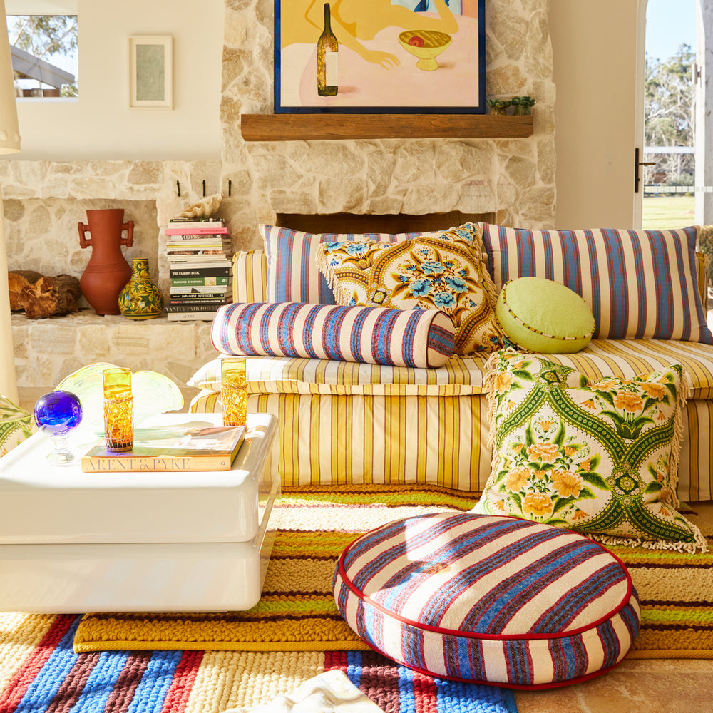 Selene Woven Bolster Cushion - Azure Feather Insert