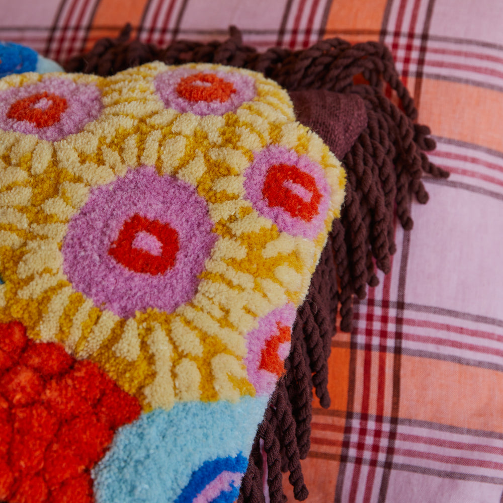 Cora Tufted Cushion - Garnet Feather Insert