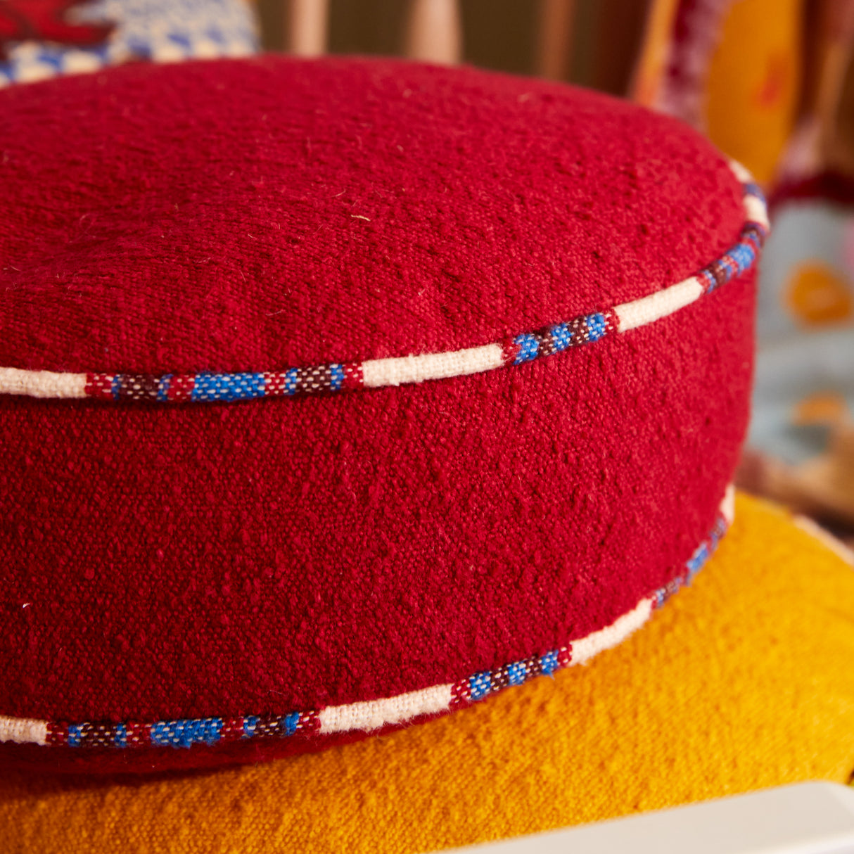 Delana Round Cushion - Crimson Feather Insert