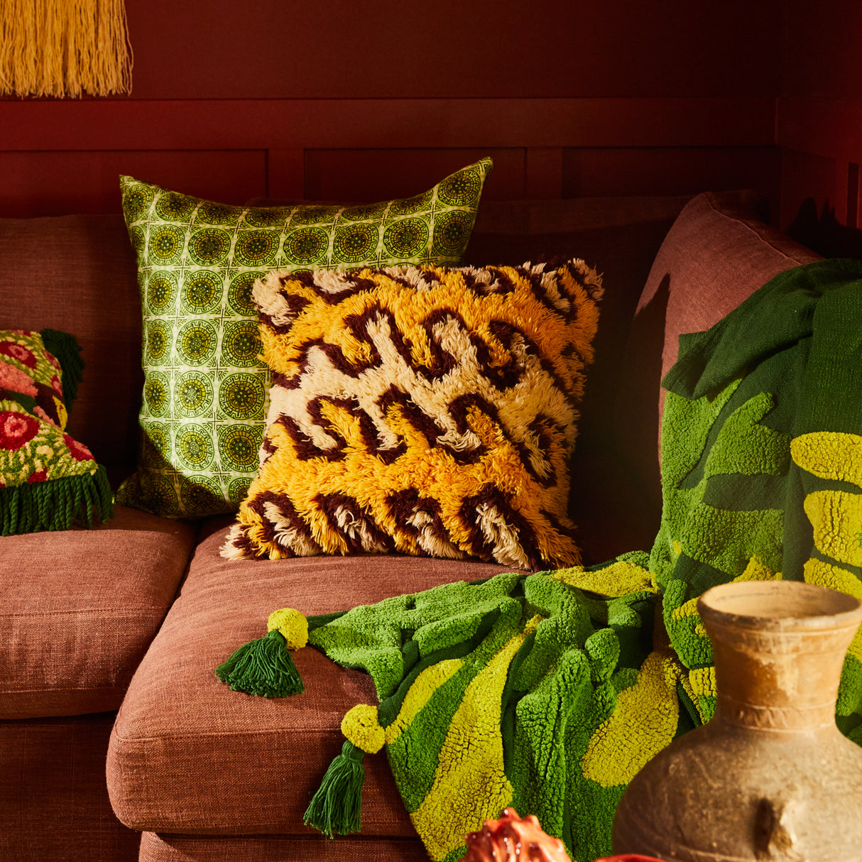 Marzia Shag Cushion - Dune Feather Insert