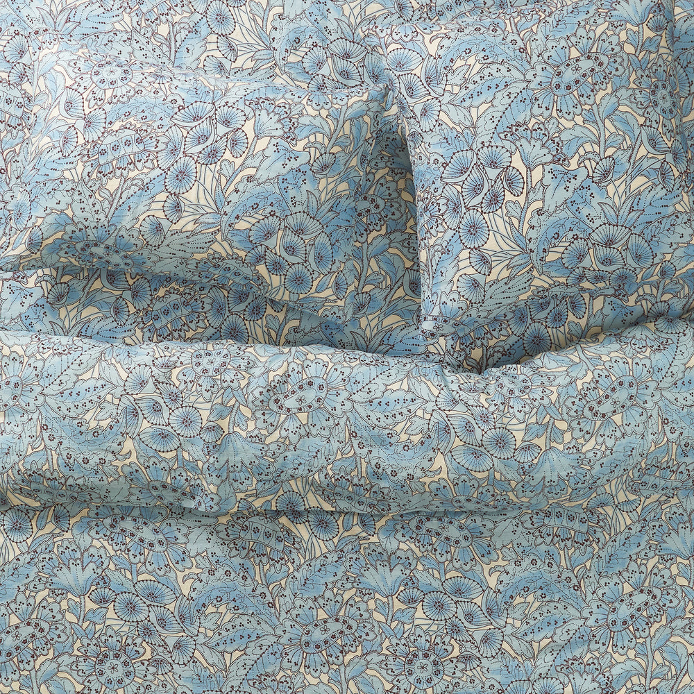 Lucia Linen Sheets - Cerulean Fitted Sheet / Queen