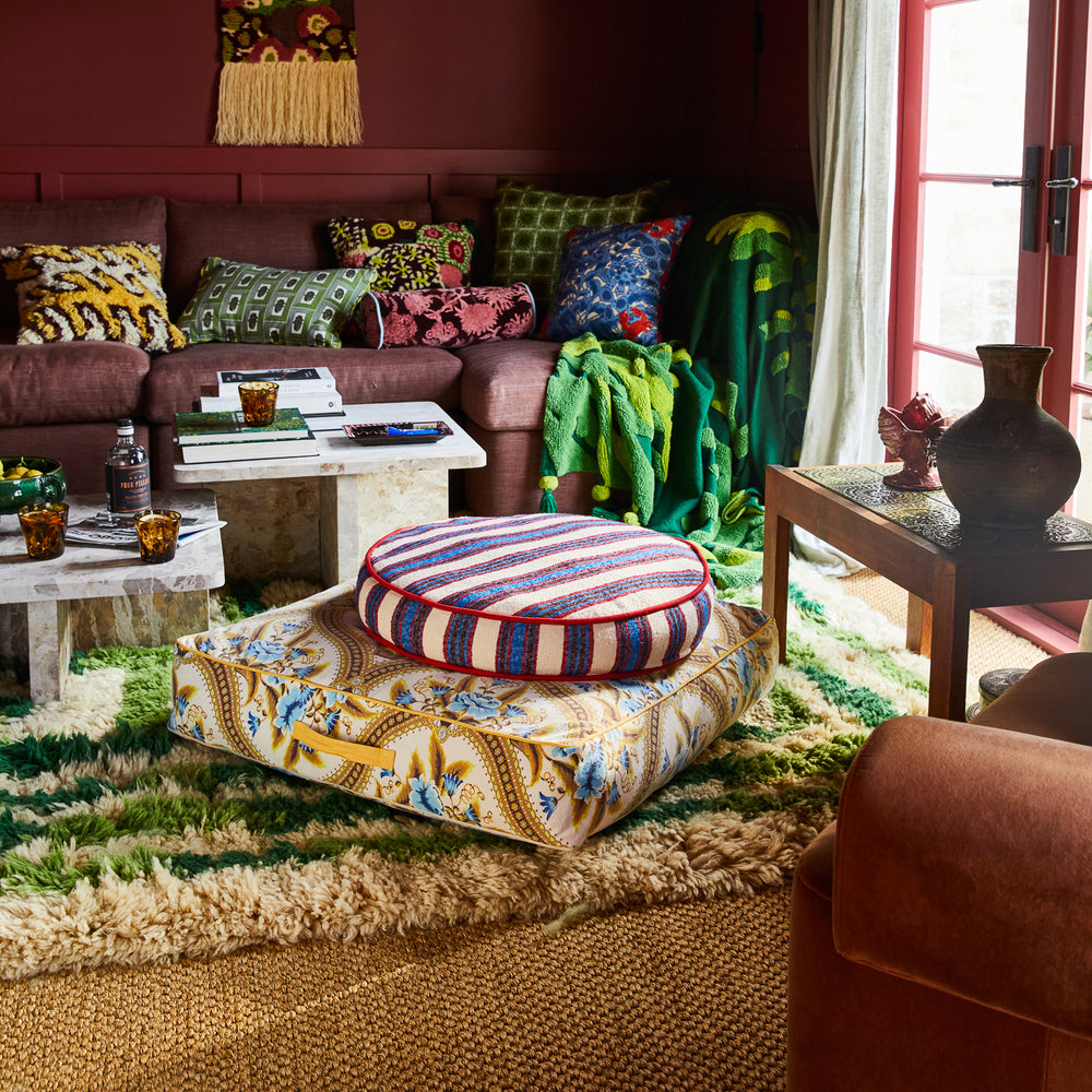 Selene Woven Floor Cushion - Azure